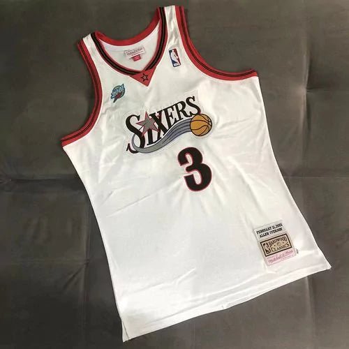 Regata NBA Philadelphia 76ers Retrô 2000 - 2001 Authentic Iverson 3 - Branca