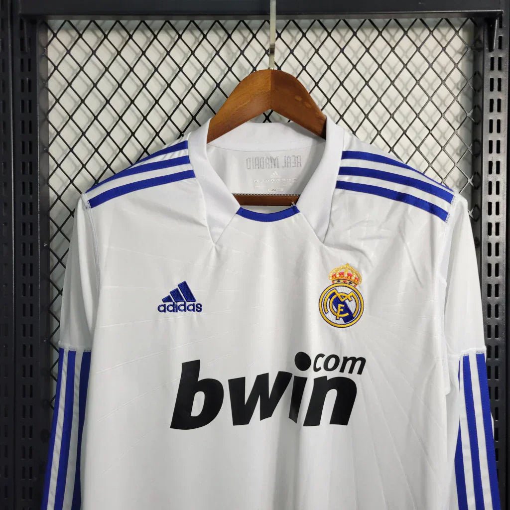 Camisa Retrô Real Madrid I Home 2010/11 Manga Longa Masculina - Branco - Imagem 5