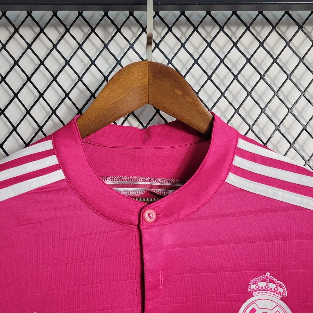 Camisa Retrô Real Madrid Manga Longa III Third 2014/15 Masculino Rosa - Imagem 3