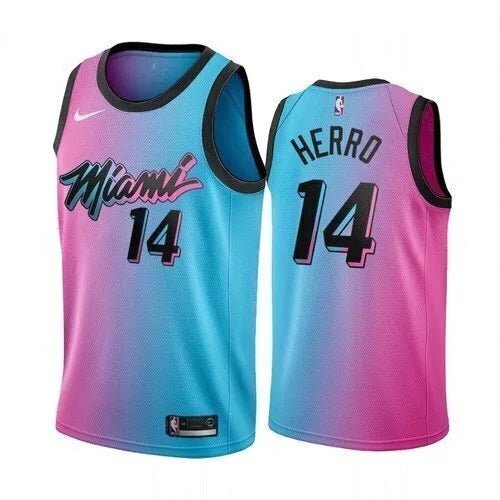Regata NBA Miami Heat City Edition 20/21 Authentic Herro 14 - Azul e Rosa