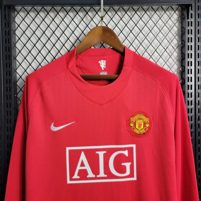 Camisa Retrô Manchester United Manga Longa 2007/08 Masculino Vermelho - Imagem 3