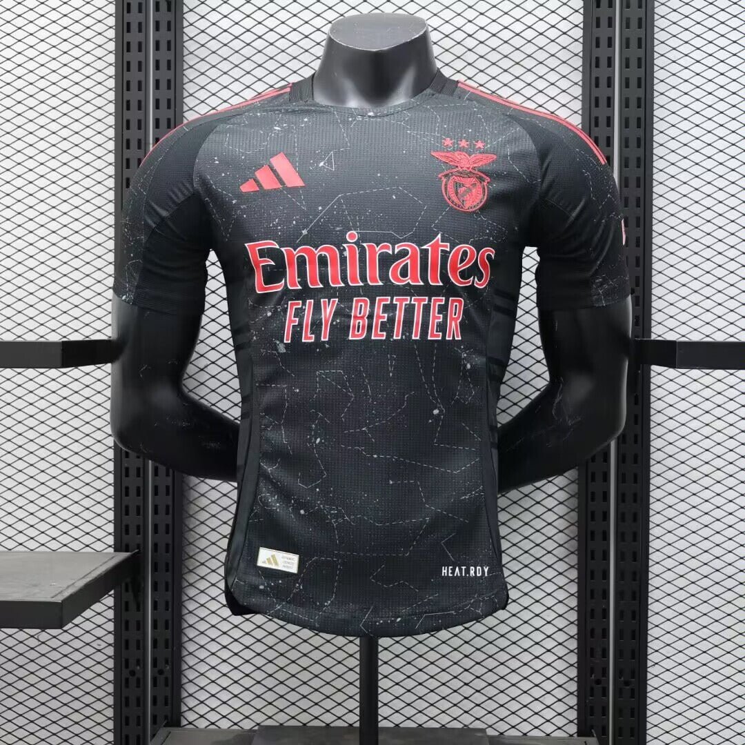 Camisa Benfica Away 2024/25 Jogador Masculino - Preta e Vermelha