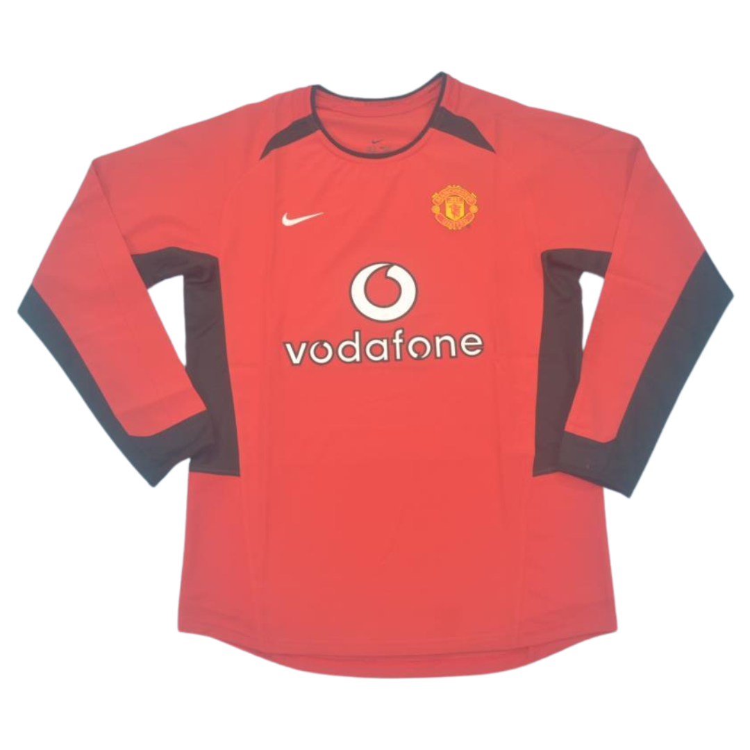 Camisa Manchester United Manga Longa Home 02/03 - Versão Retrô