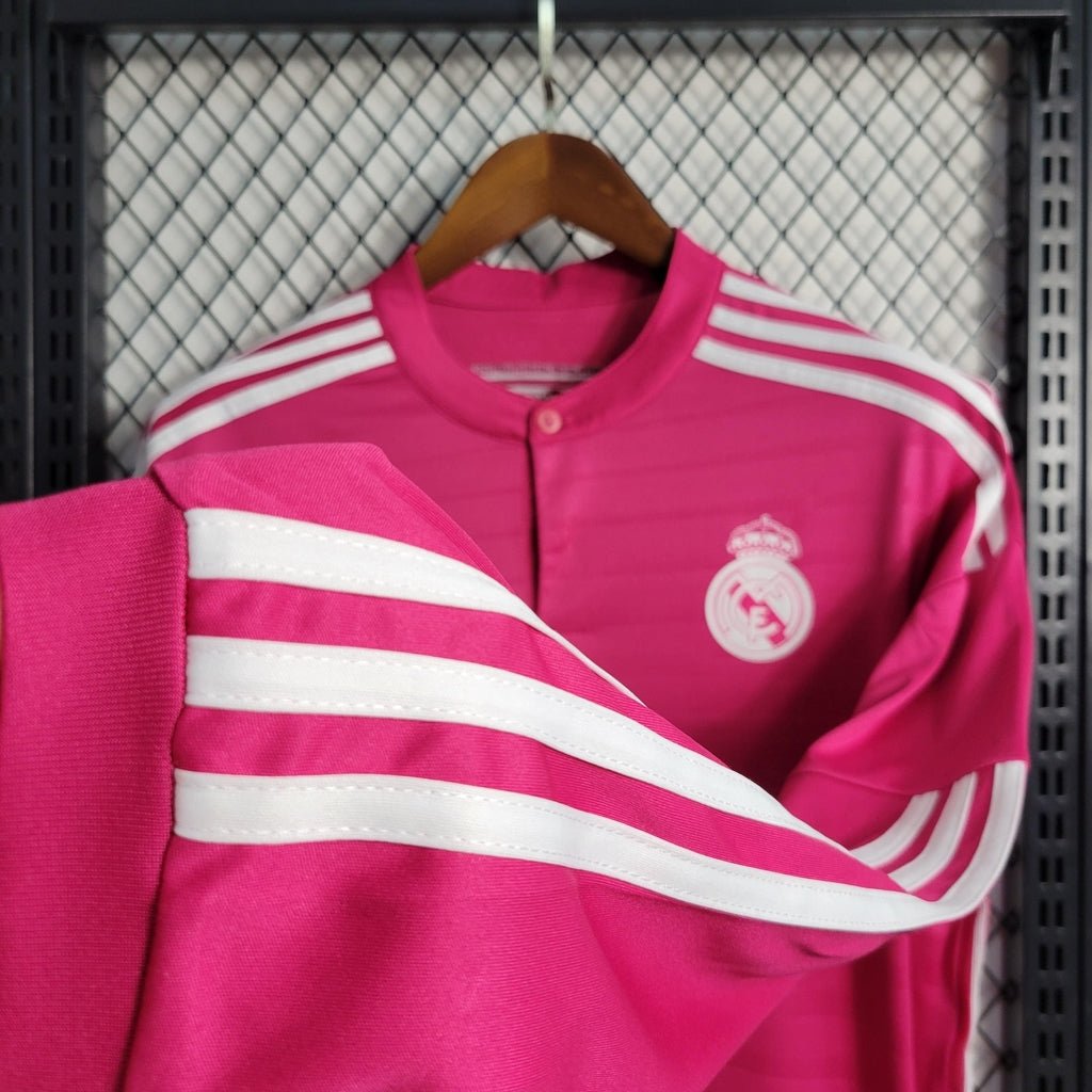 Camisa Retrô Real Madrid Manga Longa III Third 2014/15 Masculino Rosa - Imagem 4