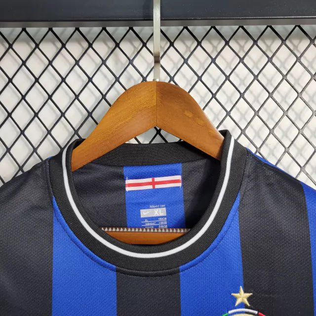 Camisa Retrô Inter de Milão I Home 2009/10 Masculino Azul e Preto - Imagem 5