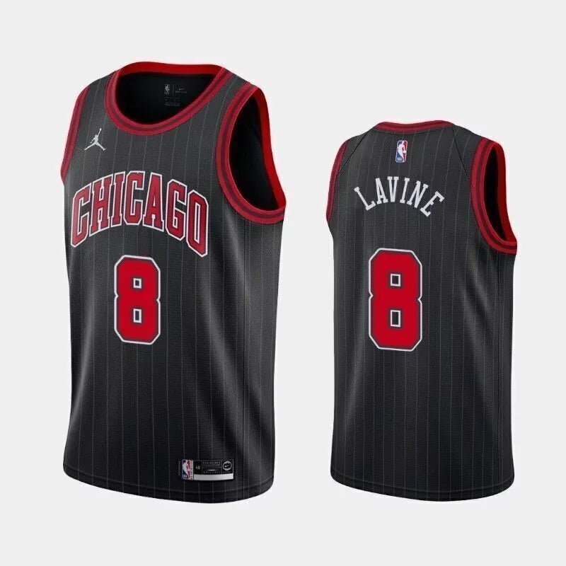 Regata NBA Chicago Bulls Edition 20-21 Authentic Lavine 8 - Preta e Vermelha