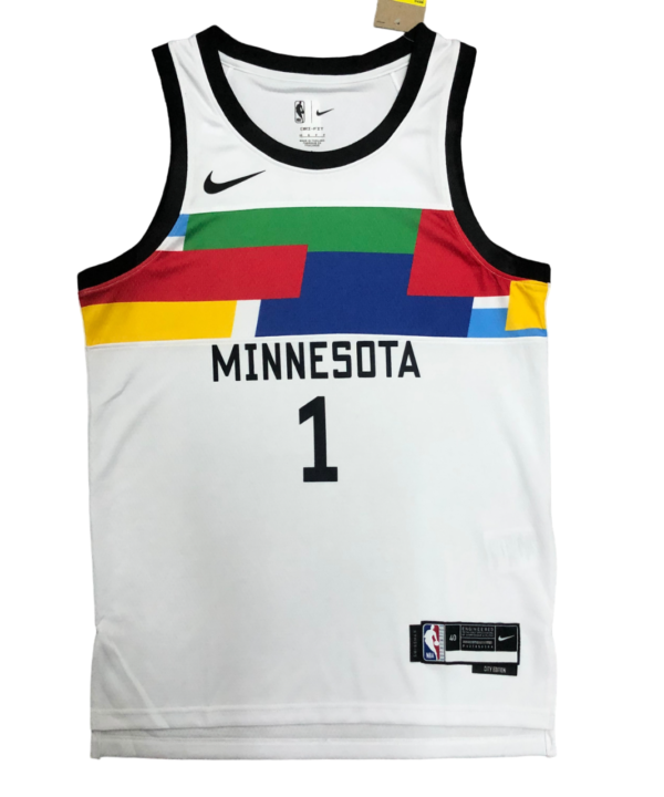 Regata NBA Minnesota Timberwolves City Edition Authentic Edwards 1 - Branca