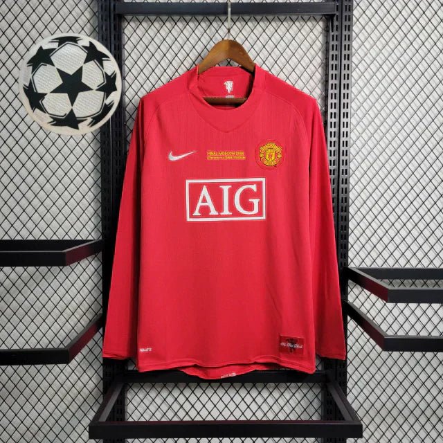 Camisa Retrô Manchester United Manga Longa 2007/08 Masculino Vermelho - Imagem 10