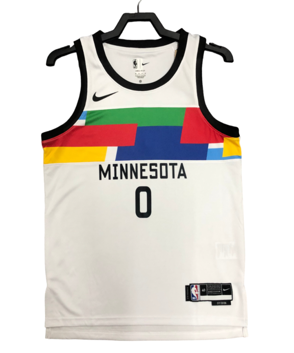 Regata NBA Minnesota Timberwolves City Edition Authentic Russell 0 - Branca