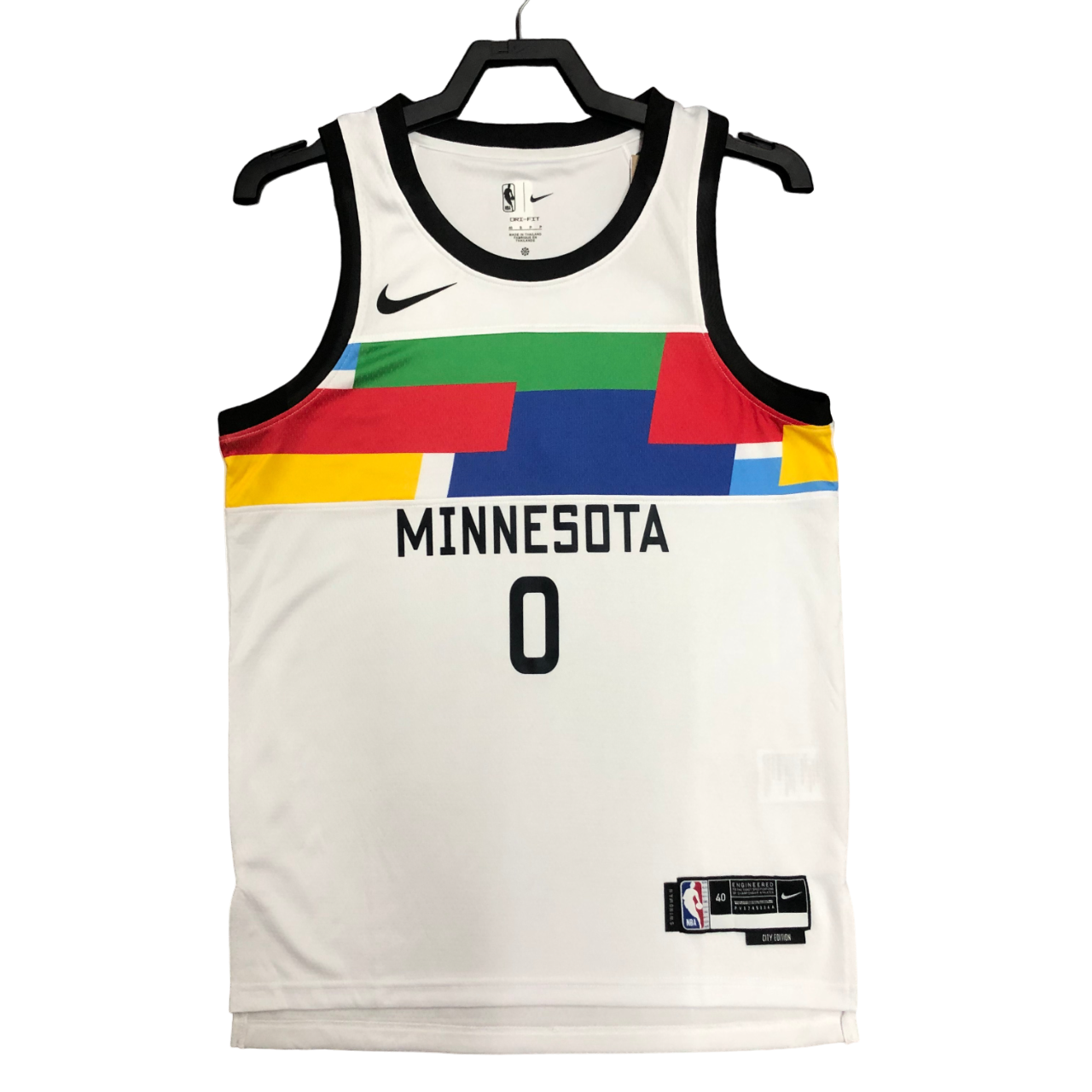 Regata NBA Minnesota Timberwolves City Edition Authentic Russell 0 - Branca