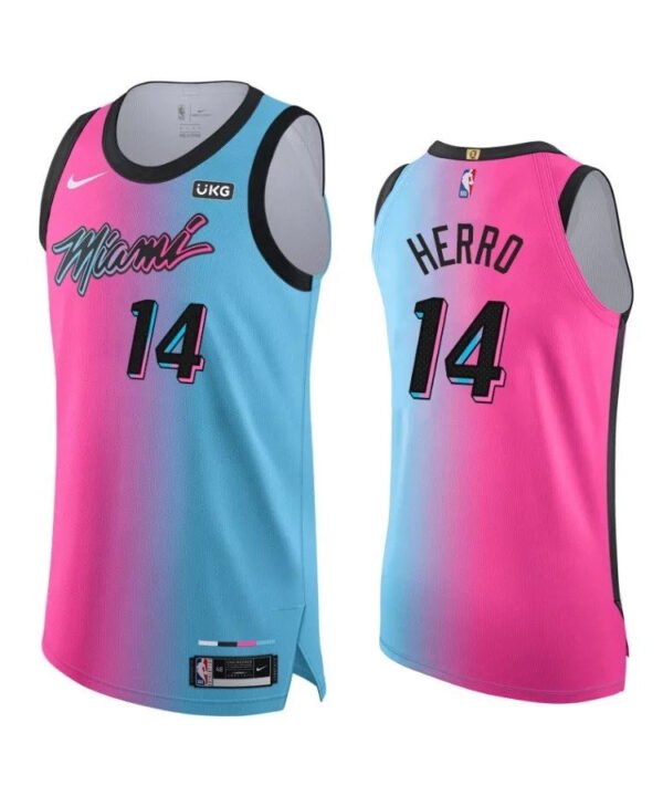 Regata NBA Miami Heat Edition 20/21 Authentic Herro 14 - Azul e Rosa