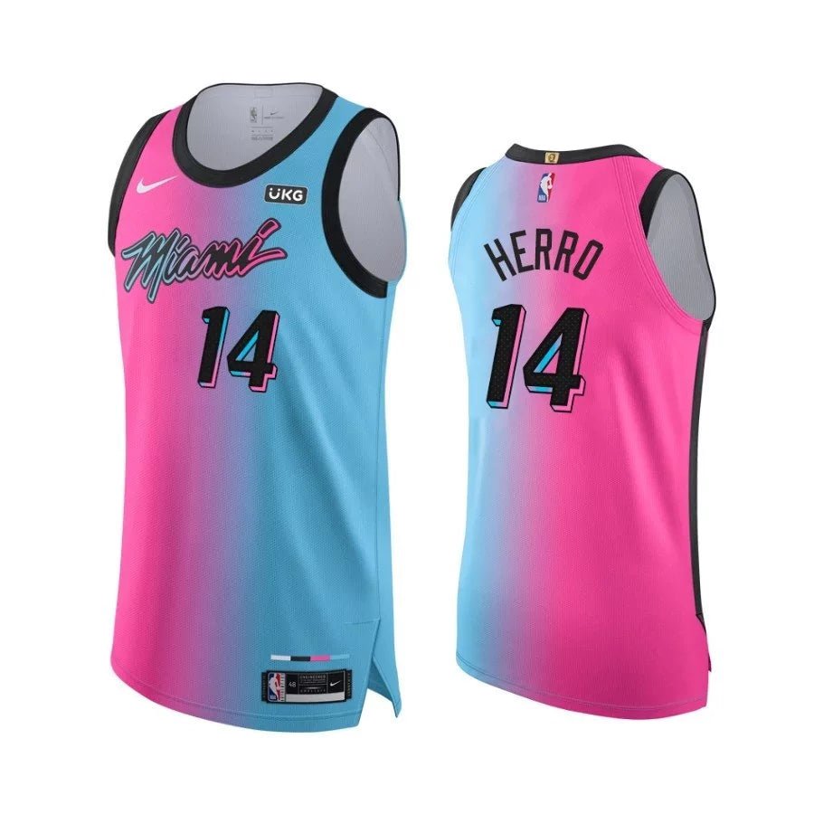 Regata NBA Miami Heat Edition 20/21 Authentic Herro 14 - Azul e Rosa