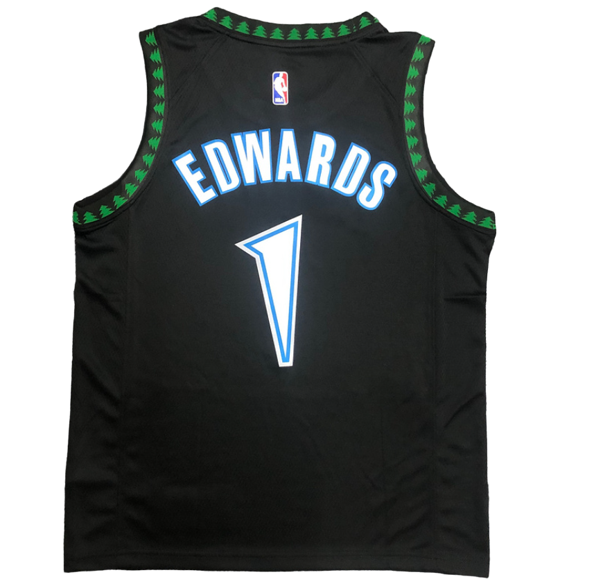Regata NBA Minnesota Timberwolves Retrô Authentic Edwards 1 - Preta - Imagem 2