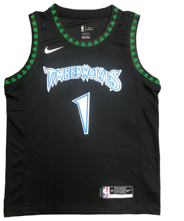 Regata NBA Minnesota Timberwolves Retrô Authentic Edwards 1 - Preta