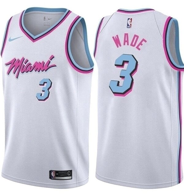 Regata NBA Miami Heat Authentic Wade 3 - Branca