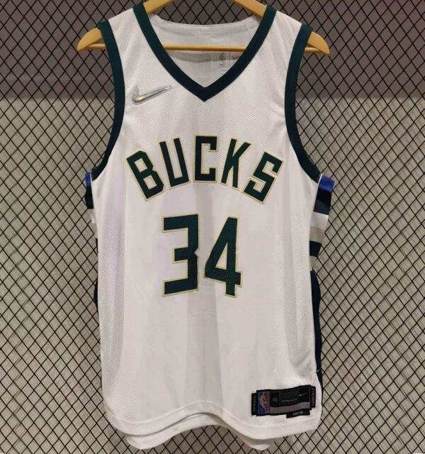 Regata NBA Milwaukee Bucks 75º Aniversário Authentic Antetokounmpo 34 - Branca