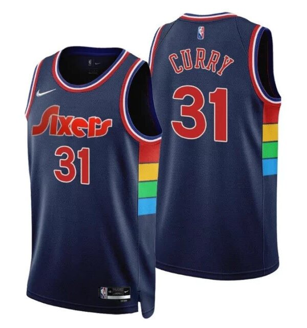 Regata NBA Philadelphia 76ers Authentic Curry 31 - Azul Marinho