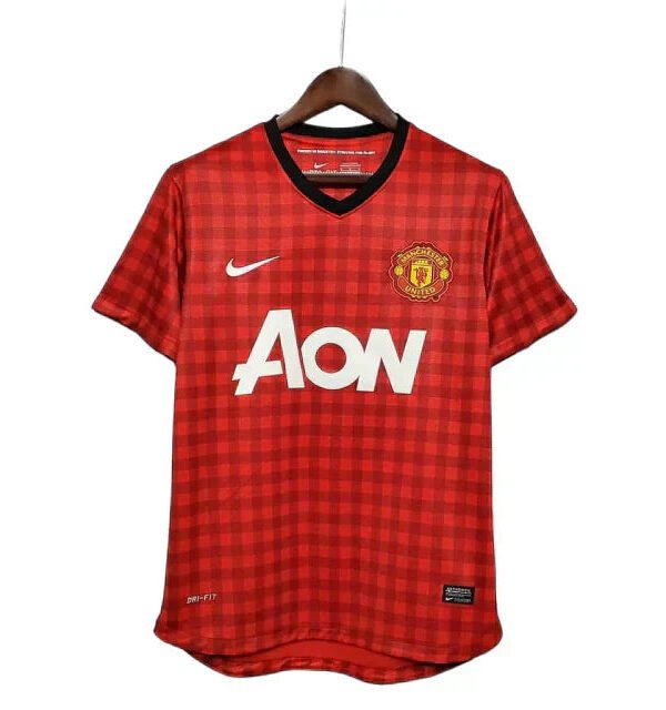 Camisa Manchester United Retrô 2012/2013 Vermelha Xadrez -