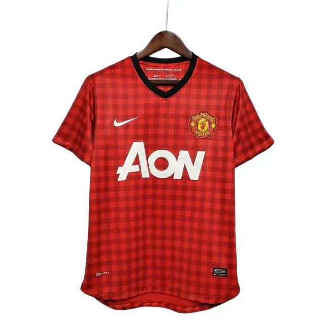 Camisa Manchester United Retrô 2012/2013 Vermelha Xadrez -