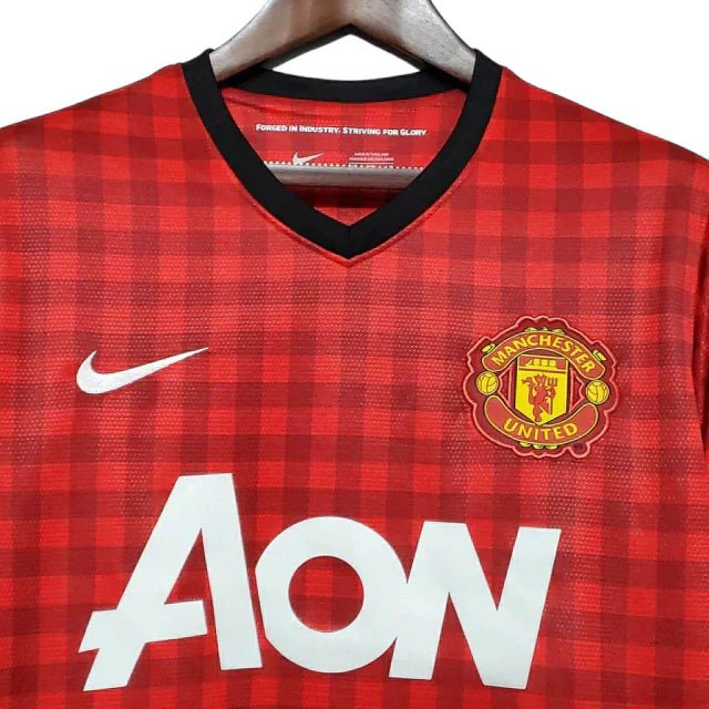 Camisa Manchester United Retrô 2012/2013 Vermelha Xadrez - - Imagem 7