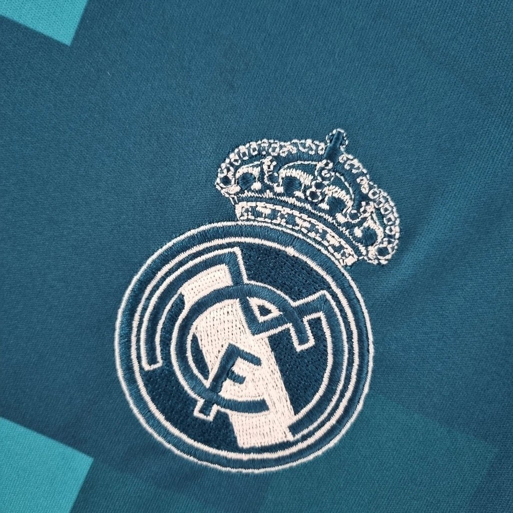 Camisa Retrô Real Madrid II Away 2017/18 Manga Longa Masculino Azul - Imagem 9