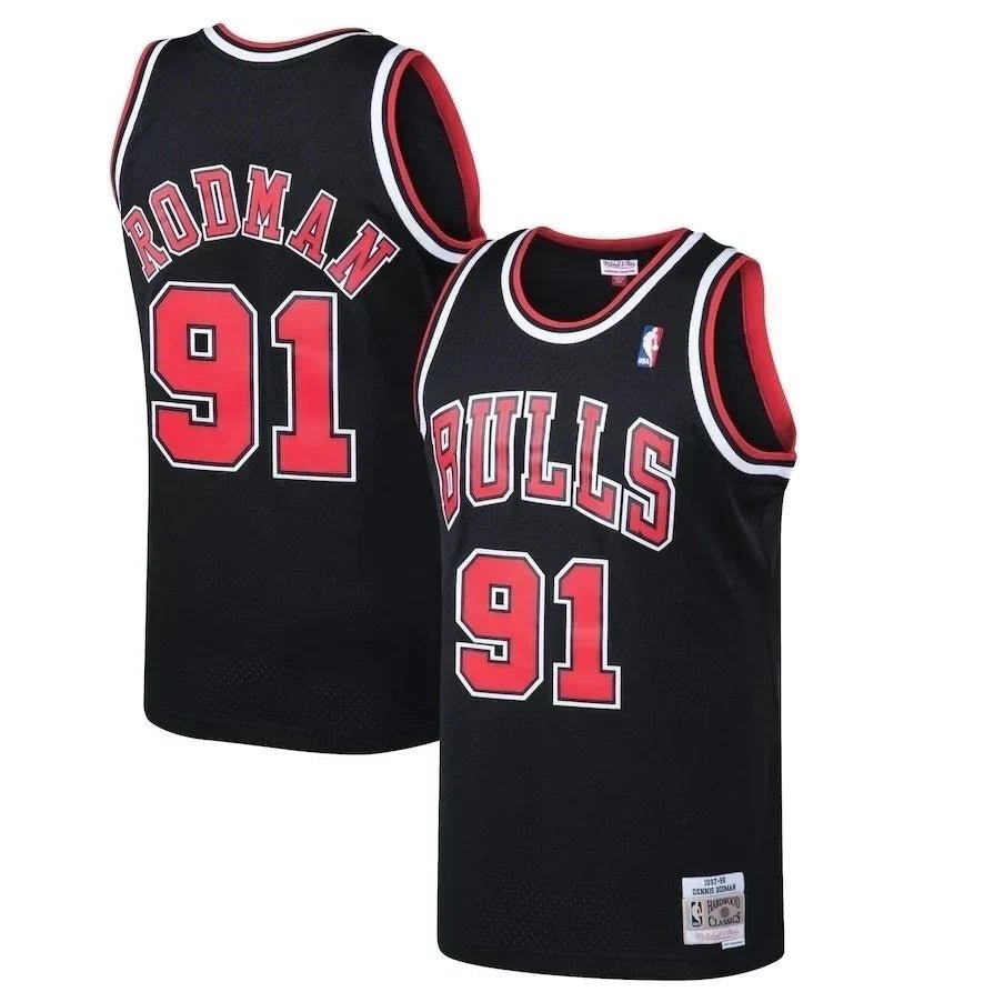 Regata NBA Chicago Bulls Retrô 1997 - 1998 Mitchell & Ness Authentic Rodman 91 - Preta