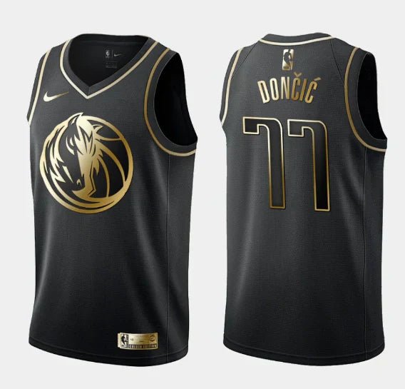 Regata NBA Dallas Mavericks Golden Edition Authentic Swingman Doncic 77 - Preta