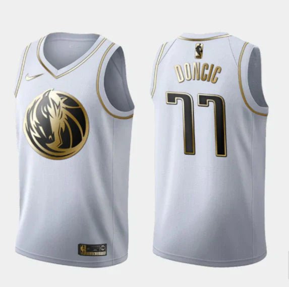 Regata NBA Dallas Mavericks Golden Edition Authentic Swingman Doncic 77 - Branca