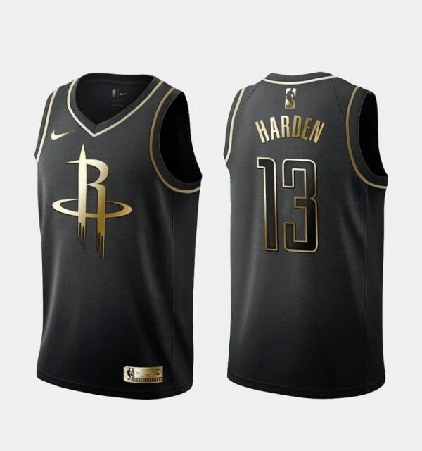 Regata NBA Houston Rockets Golden Edition Authentic Swingman Harden 13 - Preta