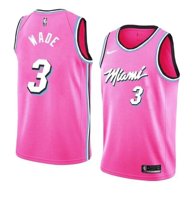 Regata NBA Miami Heat Authentic Wade 3 - Rosa