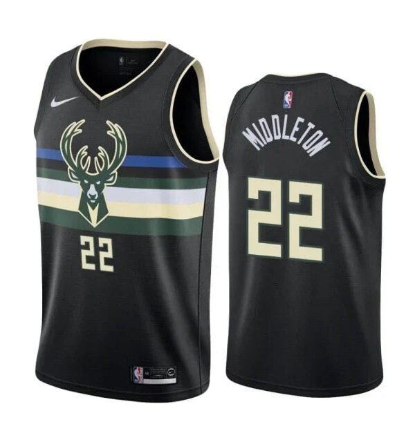 Regata NBA Milwaukee Bucks Authentic Middleton 22 - Preta