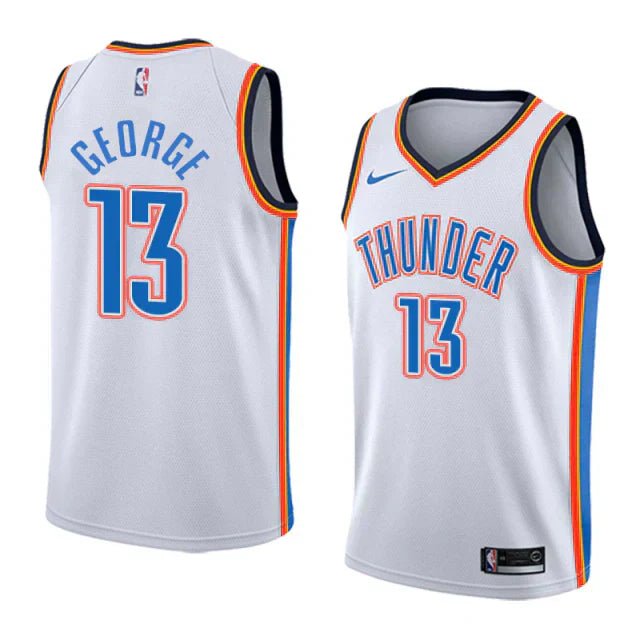 Regata NBA Oklahoma City Thunder Authentic Swingman George 13 - Branca