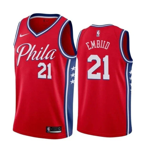 Regata NBA Philadelphia 76ers Authentic Embiid 21 - Vermelha