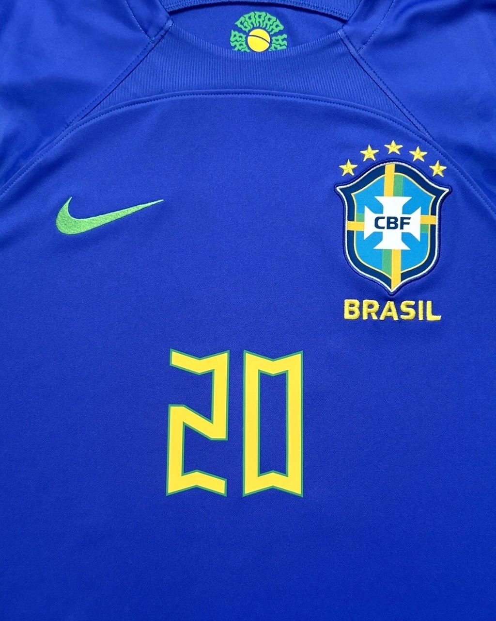 Camisa Da Seleção Brasileira 2022/23 Away Nº 20 Vini Jr XL Azul - Imagem 5